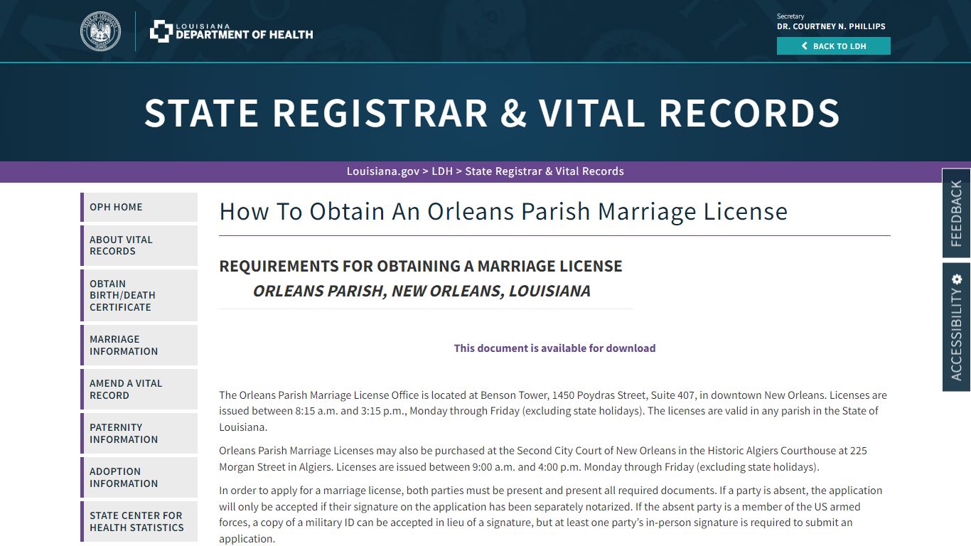 How To Obtain An Orleans Parish Marriage License